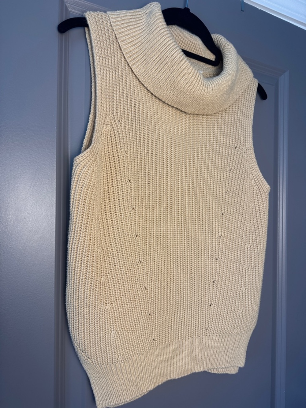 Workshop Republic Cream Chunky Knit Sleeveless Cowl Neck Sweater Tank Top Small - Picture 4 of 7